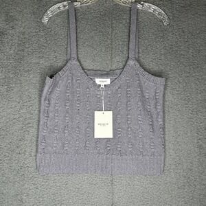 WEEKEND Los Angeles Knit Tank Top Sleeveless Crop Top Dusty Blue Womens M